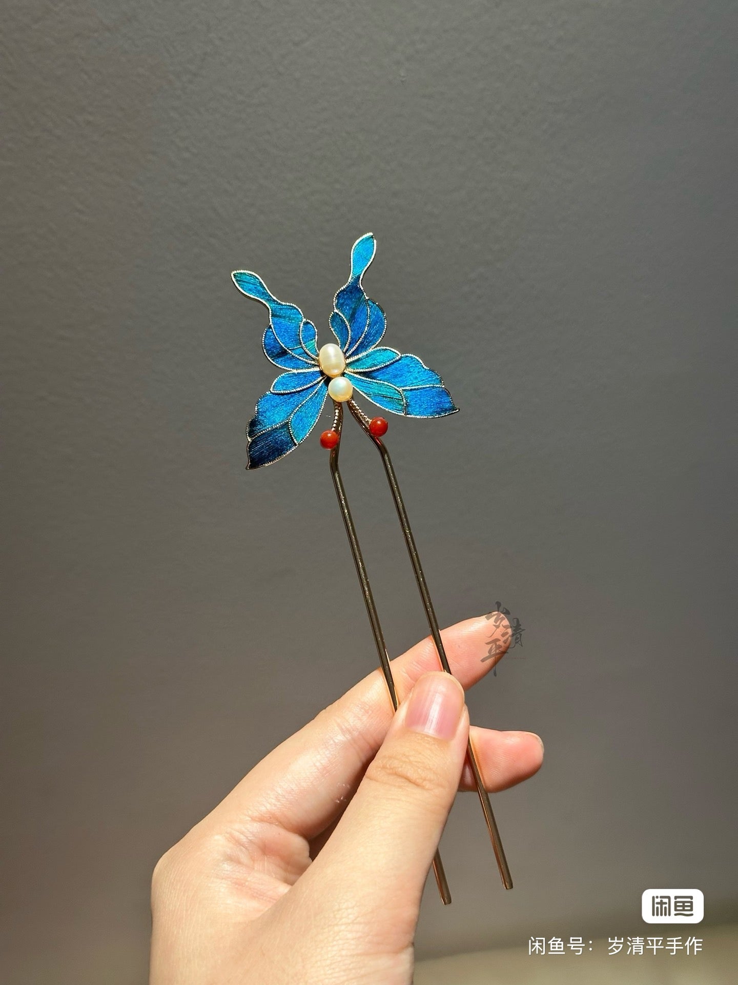 Tian-Tsui  peacock feather butterfly hairpin hairpin Hanfu cheongsam accessories