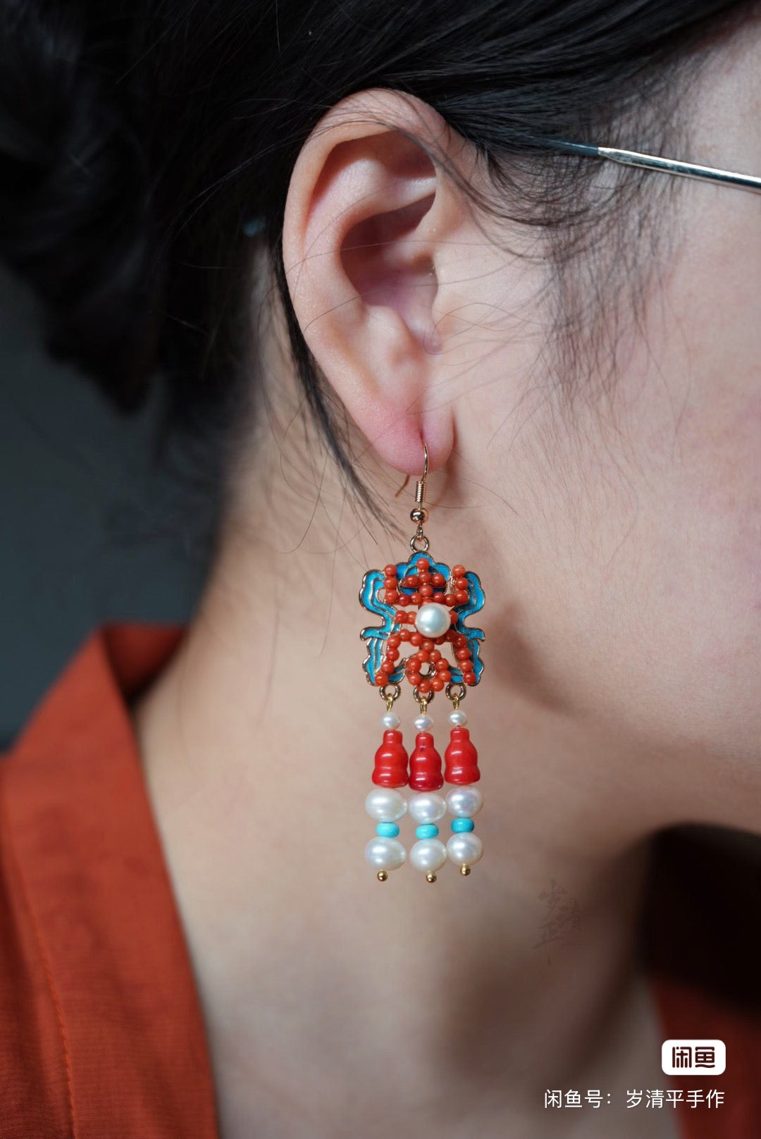 The same style as the Forbidden City Tian-Tsui earrings ear clips Hanfu accessories cheongsam accessories