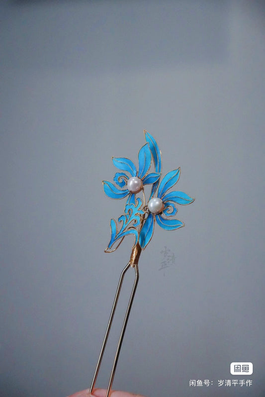 Forbidden City style Tian-Tsui orchid hairpin Hanfu accessories cheongsam accessories