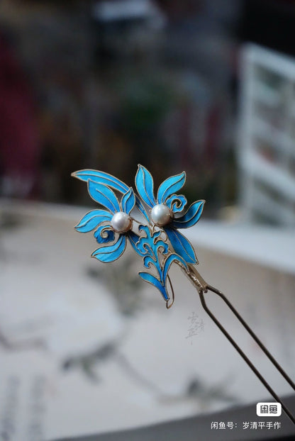 Forbidden City style Tian-Tsui orchid hairpin Hanfu accessories cheongsam accessories