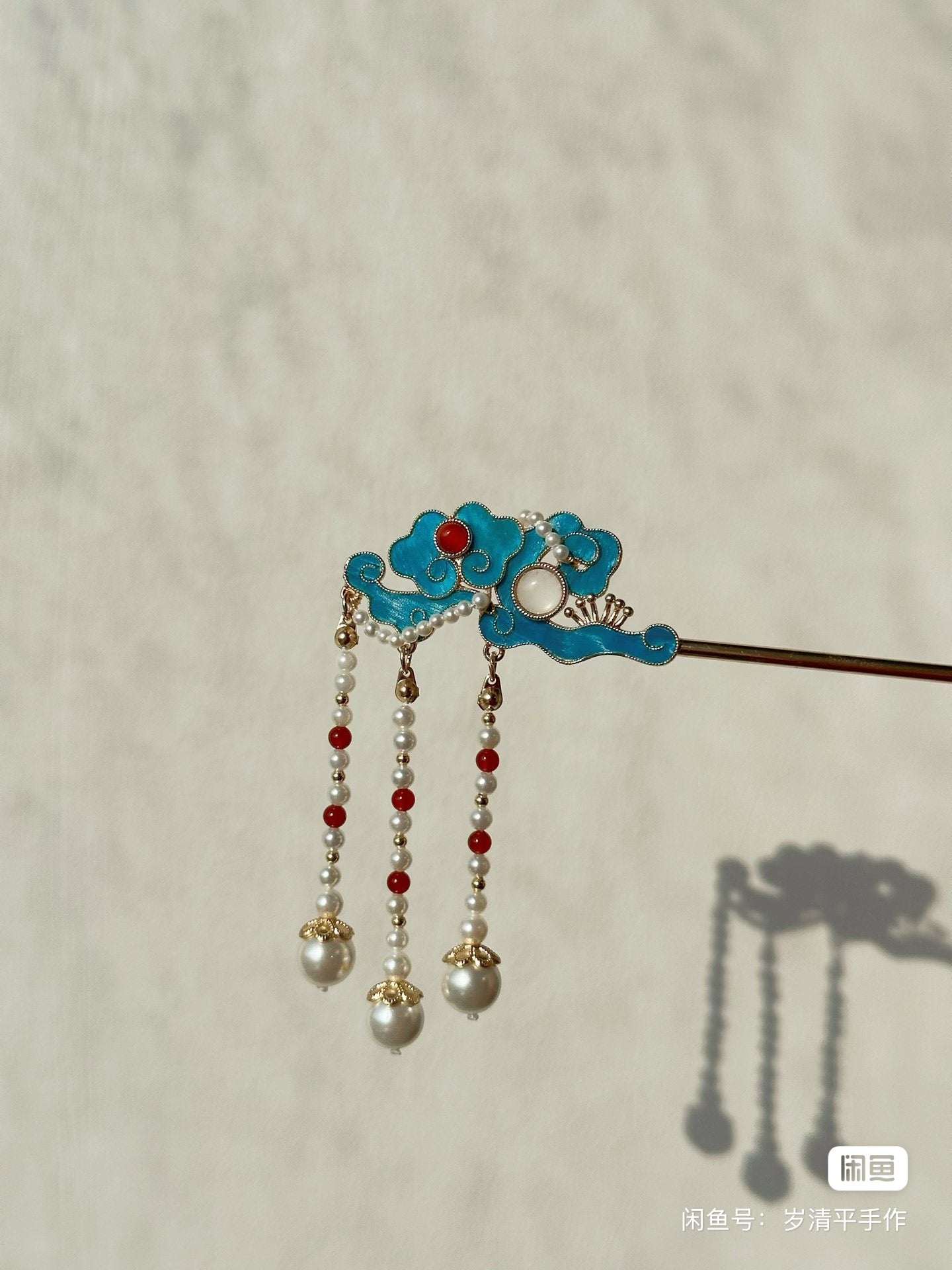 Goose feather Tian-Tsui hairpins with auspicious clouds, Hanfu cheongsam accessories