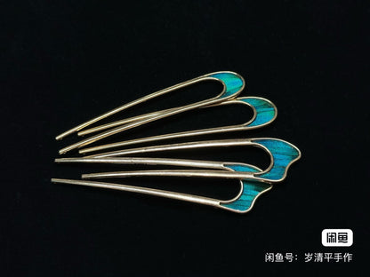 Peacock feather Tian-Tsui hairpin for daily use